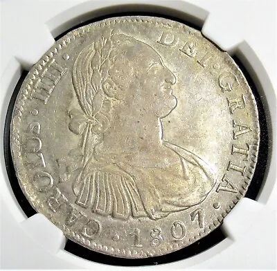 Mexico: Charles IV 8 Reales 1807 Mo-TH AU58 NGC • $786.50