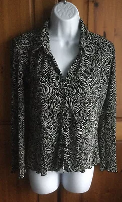 Mackays Pretty Black And White Stretch Blouse Size 10 • £2.99