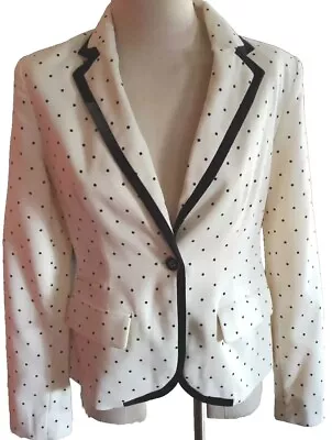 Merona Women's Blazer Jacket Cream & Black Polka-Dot Size 6 Lined NWOT • $19.95