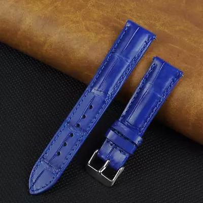 $22.99 • Buy Genuine Light Blue Alligator Watch Strap Men Crocodile Watch Band Handmade