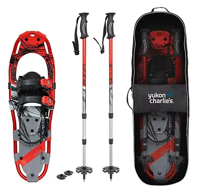 YUKON CHARLIE'S ADVENTURE Series 825 Snowshoe Kit  Snow Shoes  Poles Bag  NEW • $59.99