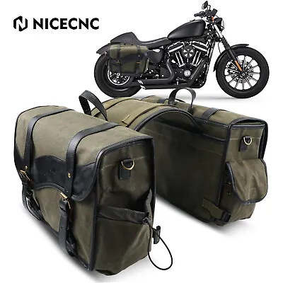 Motorbike Saddle Bag Motorcycle Canvas Waterproof Panniers Box Side Tools Bag • $84.99