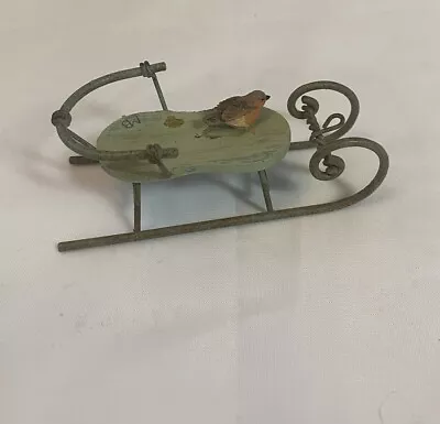 VTG Miniature Marjolein Bastin Wood Metal Conservatory Nature Sled Bird Winter  • $39.99