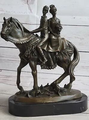 Romance: Milo`s Solid Bronze Wedding Sculpture Bride And Groom On Horseback Sale • $209.50