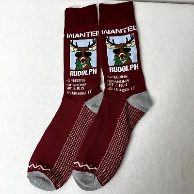 Men's Christmas Rudolph Crew Socks • $8