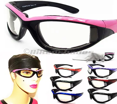 Motorcycle Transition Glasses Foam Padded Photochromic WOMEN Pink Biker Glasses • $36.99