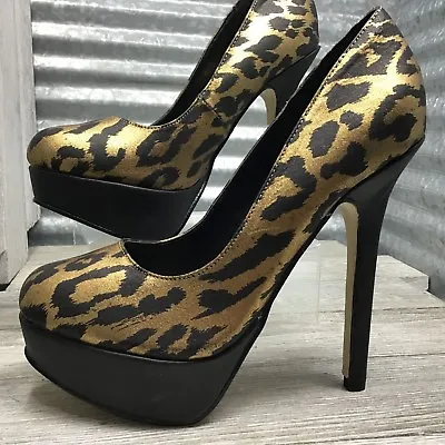 Colin Stuart Formal Platform Gold Cheetah Print  High Heel Wedding Pump Size 6.5 • $21.99