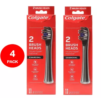 4x COLGATE Replacement BRUSH HEADS CHARCOAL For ProClinical Electric Toothbrush • $27.98