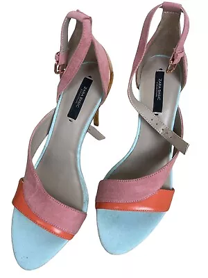 Zara Basic Color Blocking High Heel Open Toe Ankle Strap Sandals Size 39 • $45