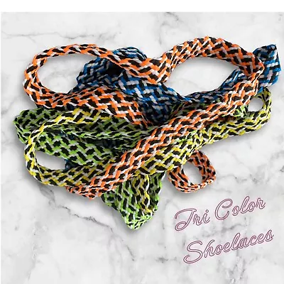 Tri Color Strings 3/4  Wide Double Fat Thick Braided Shoelaces 45  • $7.60