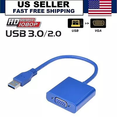 USB 3.0 / 2.0 To VGA HDTV Adapter Connector Cable Video Converter For 7/8/Vista • $8.99