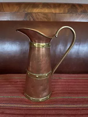 Lg Tlaquepaque Valdez Copper Brass Mexican Mexico Brass Vase Pitcher Handle 8.5” • $45