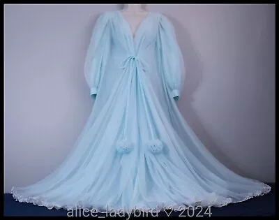 Vintage DREAM Claire Sandra LUCIE ANN Robe GOWN Peignoir POM-POM Bridal ~M/L  • $595