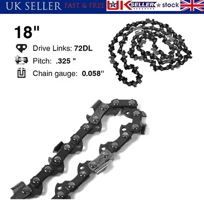 2pcs 18inch 72DL Chainsaw Saw Chain Blade Pitch  0.058 Gauge Brand New • £16.55