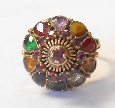 Vintage Princess Style 10K Yellow Gold Ruby & Multi Gemstone Ring Size 6  • $225