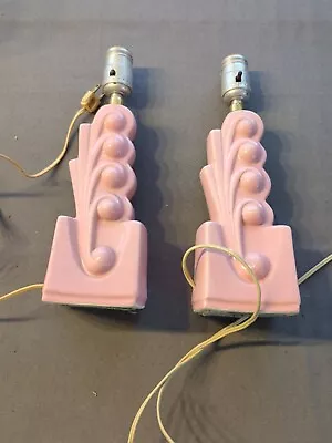 Vintage 12 In Atomic MCM Pink  Abstract  Table Lamp Pair 1950s-60s  • $100