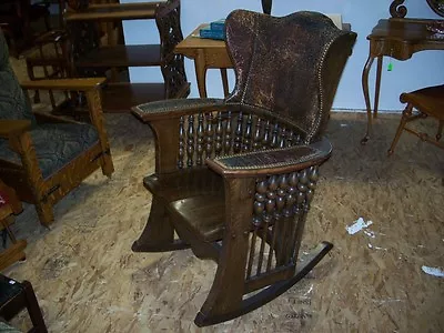  Antique Quarter Sawn Oak Mission/Art Nouveau Massive Rocker • $2475