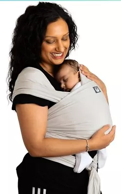 Gaia Baby Wrap Newborn Baby Sling Carrier Organic Cotton Certified Hip Grey • £23