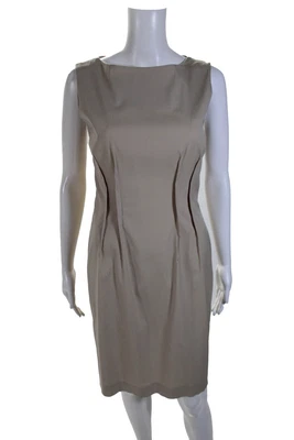 $199.99 • Buy Domenico Vacca Womens Crew Neck Sleeveless Sheath Dress Beige Wool Size IT 42