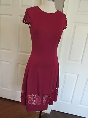 NWT Nanette Lepore Women's Cranberry Lace Cap Sleeve Knit Dress Size 4 • $19.99