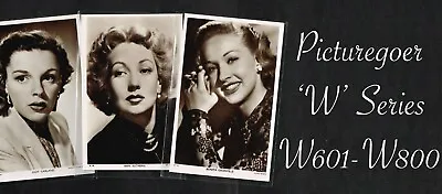 PICTUREGOER - 'W' Series 1940s ☆ FILM STAR ☆ Postcards #W601 To #W800 • £19.99