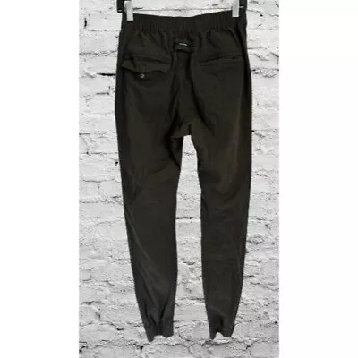 ZANEROBE Pants Cargo Black Gray Cotton Back Pockets Drawstring Size 30 • $22.49