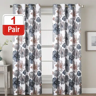 2x Blockout Floral Curtains Eyelet Blackout Curtain Draperies For Living Bedroom • $49.95