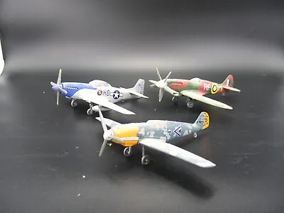LOT OF 3 BUILT WWII FIGHTER PLANES ME109 Spitfire P-51 Mustang For Parts Etc.. • $3.79