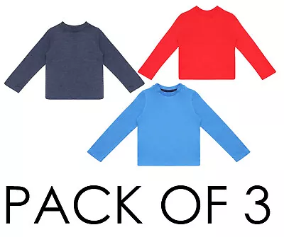 Baby Boys 3 Pack Tops Long Sleeve T Shirts Ex Uk Store Bright Multipack 0-24m • £3.99