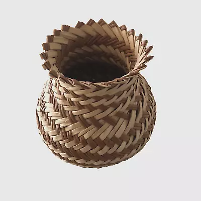 TARAHUMARA Indian Hand Woven Pine Needle Leaf Folk Art Basket • $12.99