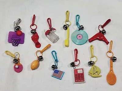 Vintage 80s Plastic Bell Charm Lot Of 12 Basketball Foot USA Radio Record Boat F • $22.95