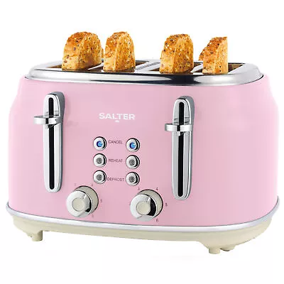 Salter Retro 4-Slice Toaster Wide Slot Removable Crumb Tray (Damaged Packaging) • £29.99