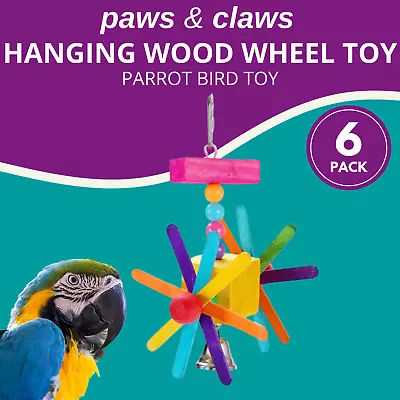 6 X PARROT HANGING WOOD WHEEL TOY W/ BELL 17x10cm Pet Bird Wood Cage Swing Play  • $74.95