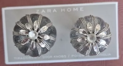 Zara Home Acrylic Glass Door Knobs Woth Crystal Flower Detail - Pair • £7
