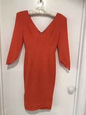 ELLE ZEITOUNE Orange 3/4 Sleeves Pencil Dress Size 6 VGC  • $59