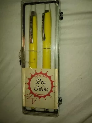 Vintage Ink Pen Twin In Case Unused Lifetime Refill Guarantee - FREE SHIPPING! • $10.94