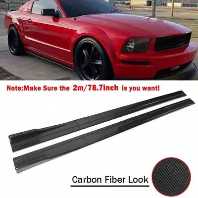 Carbon Fiber Side Skirts Extension Rocker Panel Splitter Lip For Ford Mustang GT • $59.98