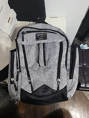 EDDIE BAUER Unisex First Adventure Diaper Bag Backpack ~ Gray & Black Canvas • $19.99