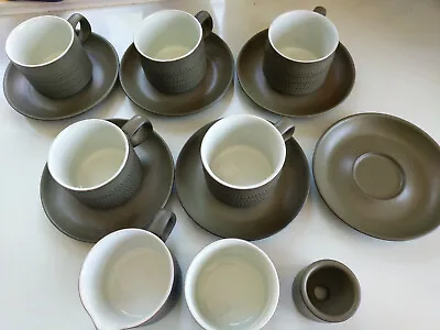 £32 • Buy Denby Chevron Coffee Set - Five Mugs, Milk Jug, Sugar Bowl, Egg Cup