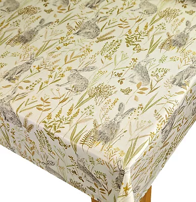 Wild Rabbit  Natural Cotton PVC WIPE CLEAN Tablecloth Oilcloth • £9.99