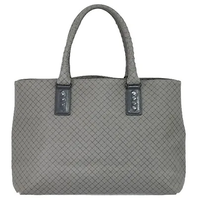 Bottega Veneta Marco Polo Intreccio Jet PVC Tote Bag Gray • $438.90