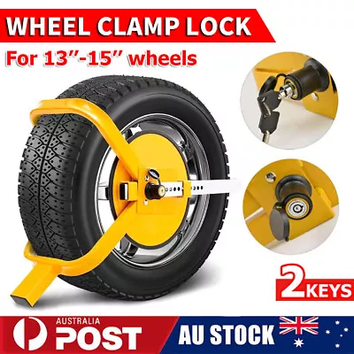 Wheel Defender Lock Clamp Car Caravan Trailer Security Keys Heavy Duty 13''-15'' • $43.95