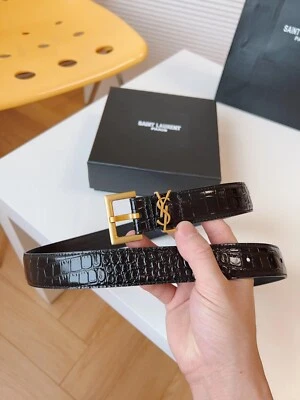 $180.50 • Buy YSL SAINT LAURENT Monogram CASSANDRE Belt Width 3.0cm 90/36 Black