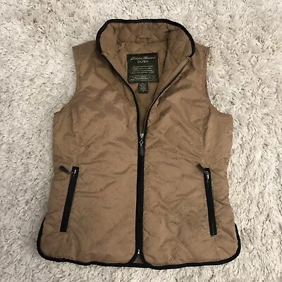 Eddie Bauer 100% Goose Down Embroidered Vest Women’s S Brown Outdoor Pockets Zip • $25