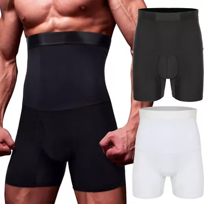 Mens Compression High Waist Boxer Shorts Tummy Slim Body Shaper Girdle Pants US • $12.79