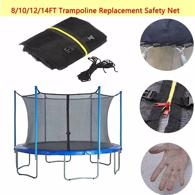 8/10/12/14FT Outdoor Trampoline Replacement Safety Enclosure Net With 6/8 Pole • $62.69