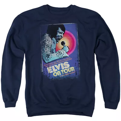 Elvis Presley On Tour Poster Crewneck Sweatshirt Licensed Music King Rock Navy • $24.49