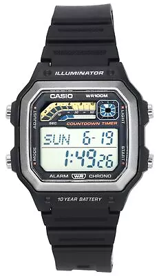 Casio Standard Digital Black Resin Strap Quartz WS-1600H-1A 100M Men's Watch • $94.22