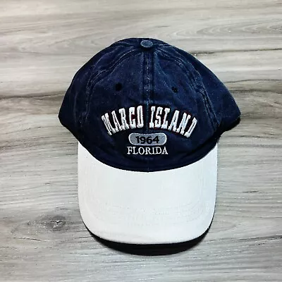 Marco Island Florida Strapback Hat Cap Navy Blue Beach Embroidered Travel EUC • $18.88