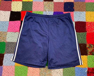 Vintage ADIDAS Shorts Mens Medium Large Blue White Stripes Drawstring No Pockets • $14.98